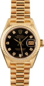 Ladies Rolex President 69178 Black Diamond Dial