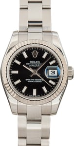 Lady Rolex Datejust 179174 Black Luminescent Dial