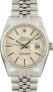 Rolex Datejust 36 Ref 16014 Silver Linen Dial