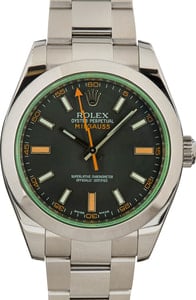 Rolex Milgauss 40MM Stainless Steel, Green Crystal Oyster Bracelet, B&P (2009)
