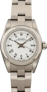 Pre Owned Rolex Ladies Oyster Perpetual 76080 White Roman Dial