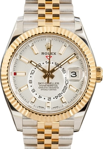 Pre-Owned Rolex Two Tone Sky-Dweller 326933 White Dial