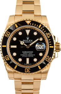 Rolex Submariner 116618 18k Yellow Gold Black Dial