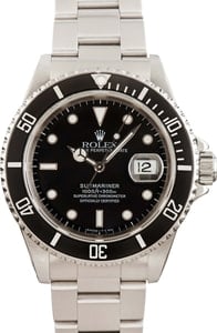 Pre-owned Rolex Men's Submariner Stainless Steel Black Dial 16610