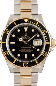 Two Tone Rolex Submariner Black 16613