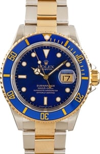 Mens Rolex Submariner 16613 Two Tone Blue