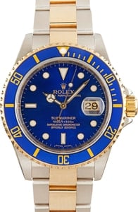 Mens Rolex Submariner 16613 Blue Dial