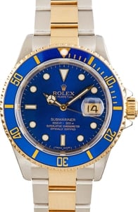 Rolex Steel and Gold Submariner 16613 Blue Dial