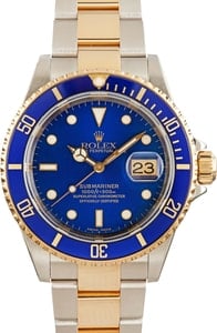 Mens Rolex Submariner 16613 Two Tone Blue