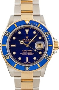 Mens Rolex Submariner 16613 Blue Dial