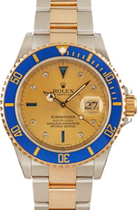 Rolex Two-Tone Submariner 16613 Serti Dial