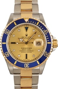 Rolex Submariner 16613 Serti Diamond Dial