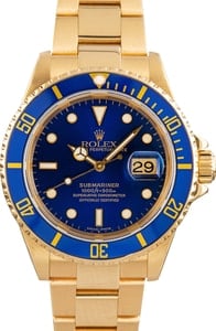 Used Rolex Submariner 18k Gold Model 16618