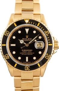 Pre-Owned Rolex Submariner 16618 Black Dial