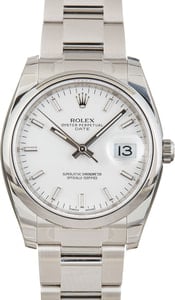 Rolex Date Ref 115200 White Dial