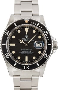 Vintage Rolex Submariner Ref 16800 Matte Black Dial