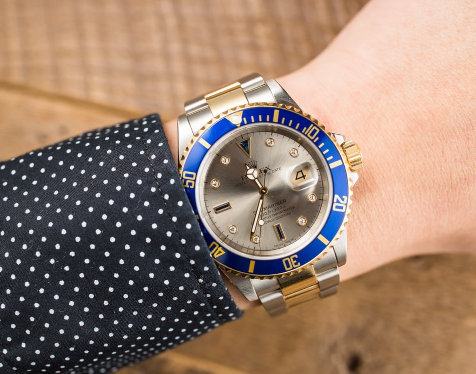 Rolex Two-Tone Submariner 16613 Serti Dial