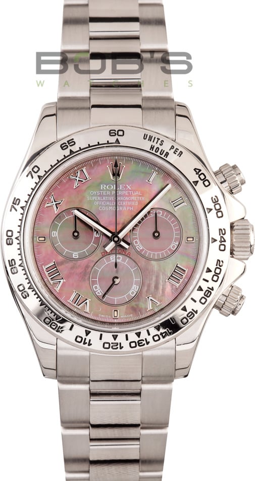 rolex daytona white gold mother of pearl dial