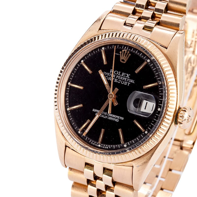 Rolex DateJust 18k Rose Gold 1601 - Low Prices at Bob's Watches