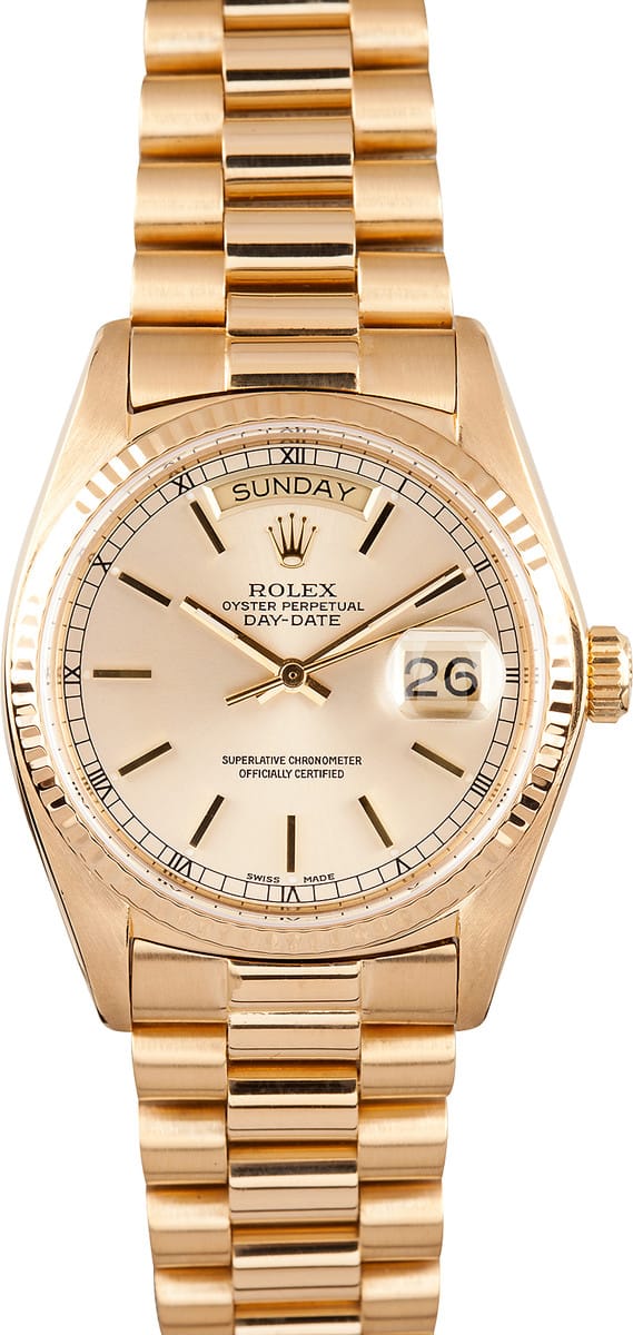Mens Rolex President 18k Yellow Gold 18038 - Bob's Watches