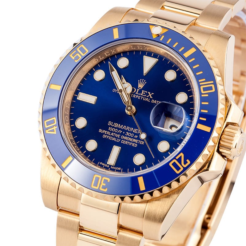 Rolex Submariner Blue Dial 18k Gold - 100% Genuine