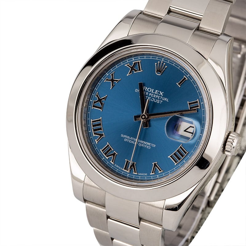 PreOwned Rolex Datejust II Ref 116300 Blue Roman Dial