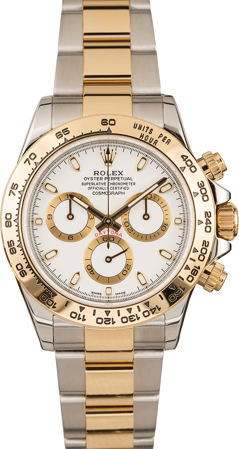 Pre Owned Rolex Daytona Two Tone Cosmograph 116503 White Luminous Dial