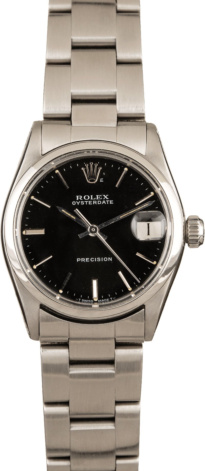 rolex oysterdate precision black dial