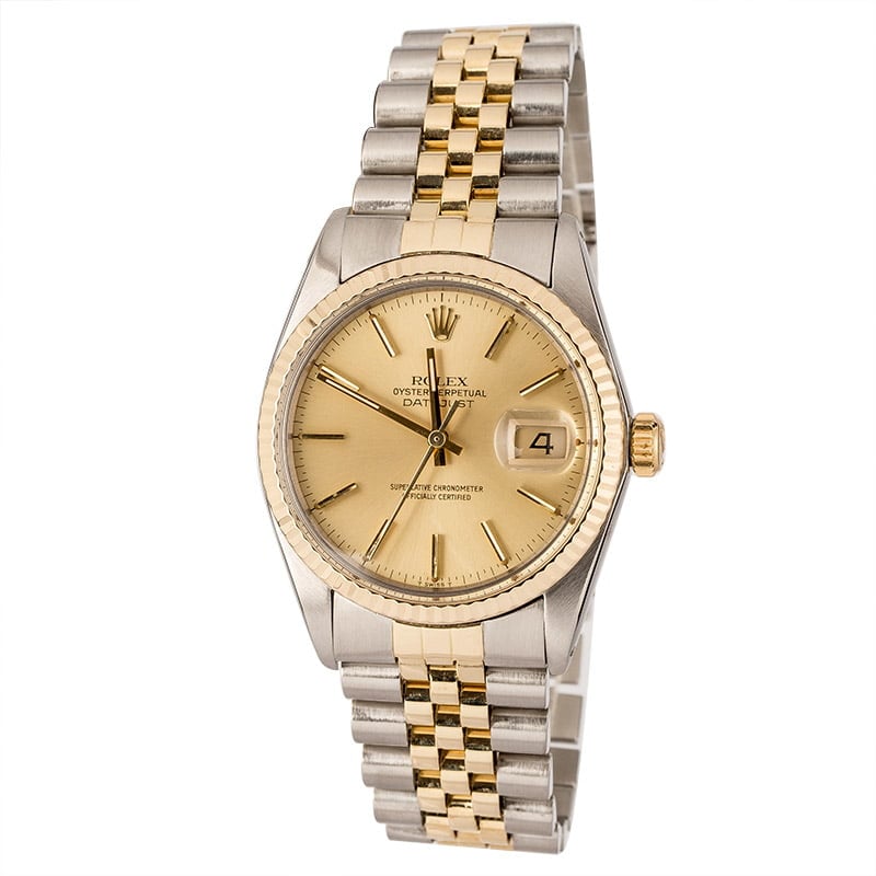 Certified Rolex Datejust 16013 Champagne Index Dial
