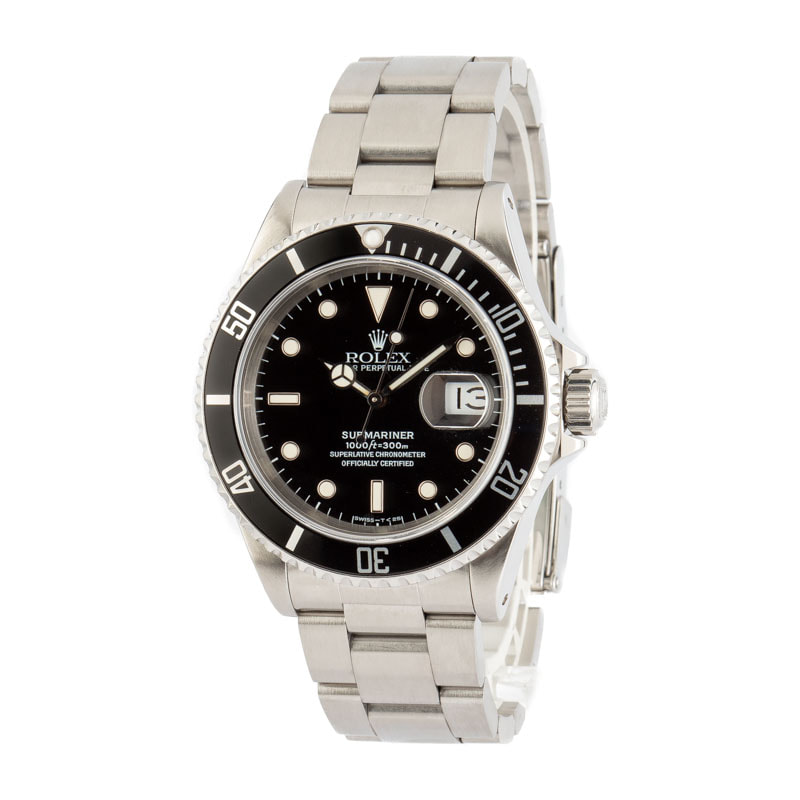 Pre-owned Rolex Men's Submariner Stainless Steel Black Dial 16610