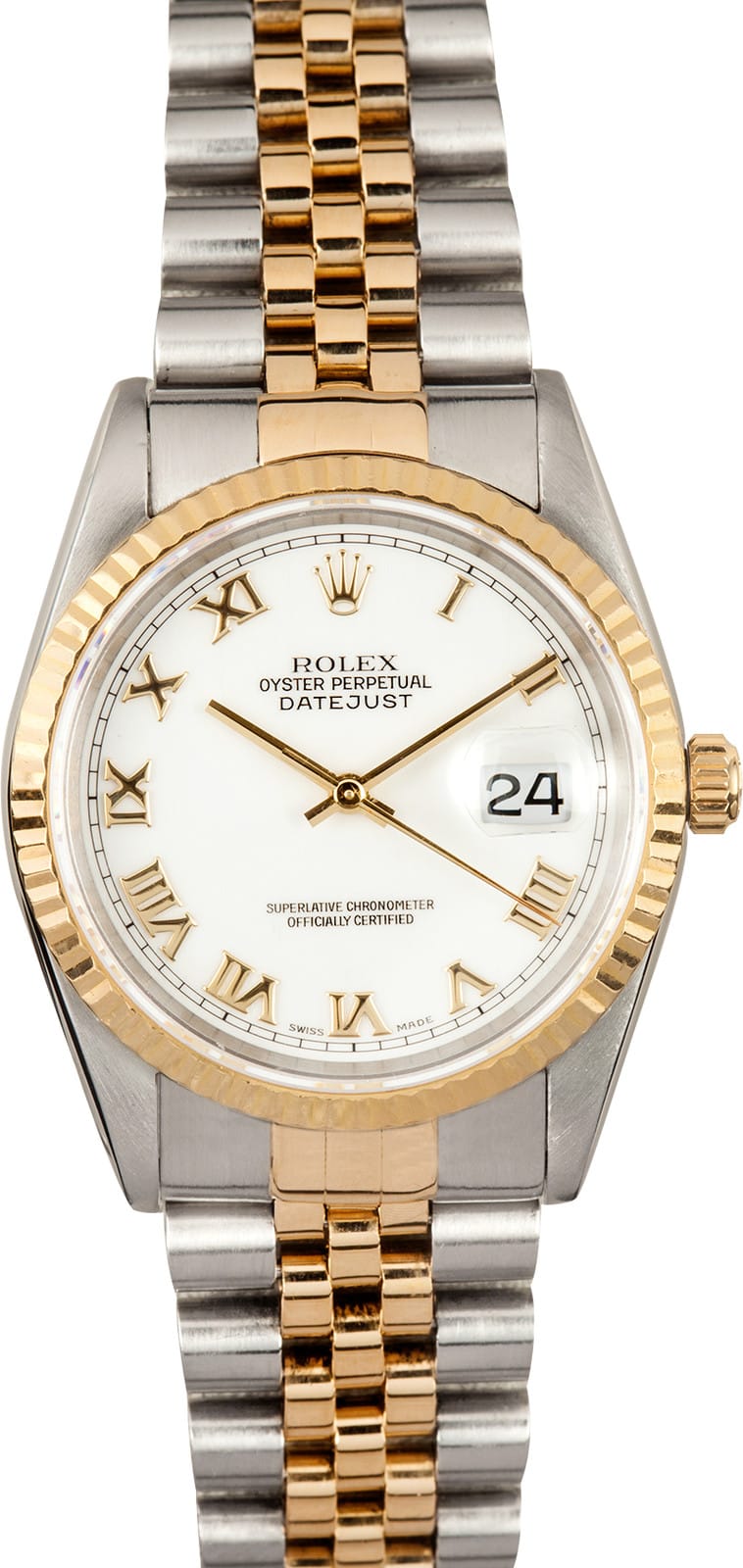 Men's Rolex Datejust 16233 White Roman Dial - Save At Bob's Watches