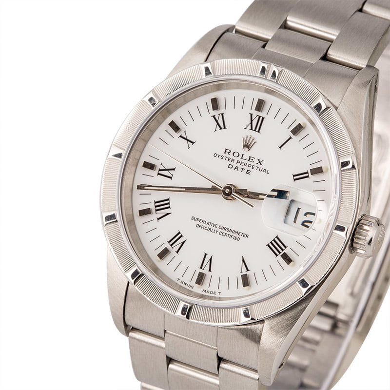 Pre Owned Rolex Date 15210 White Roman Dial