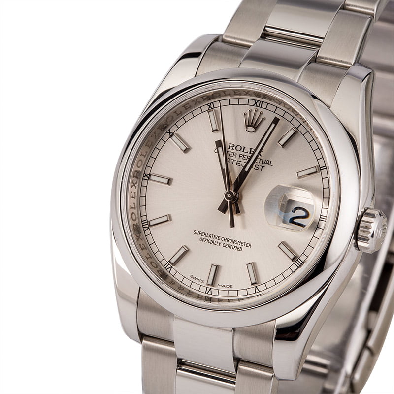 Used Rolex Steel Datejust 116200 Silver Index Dial