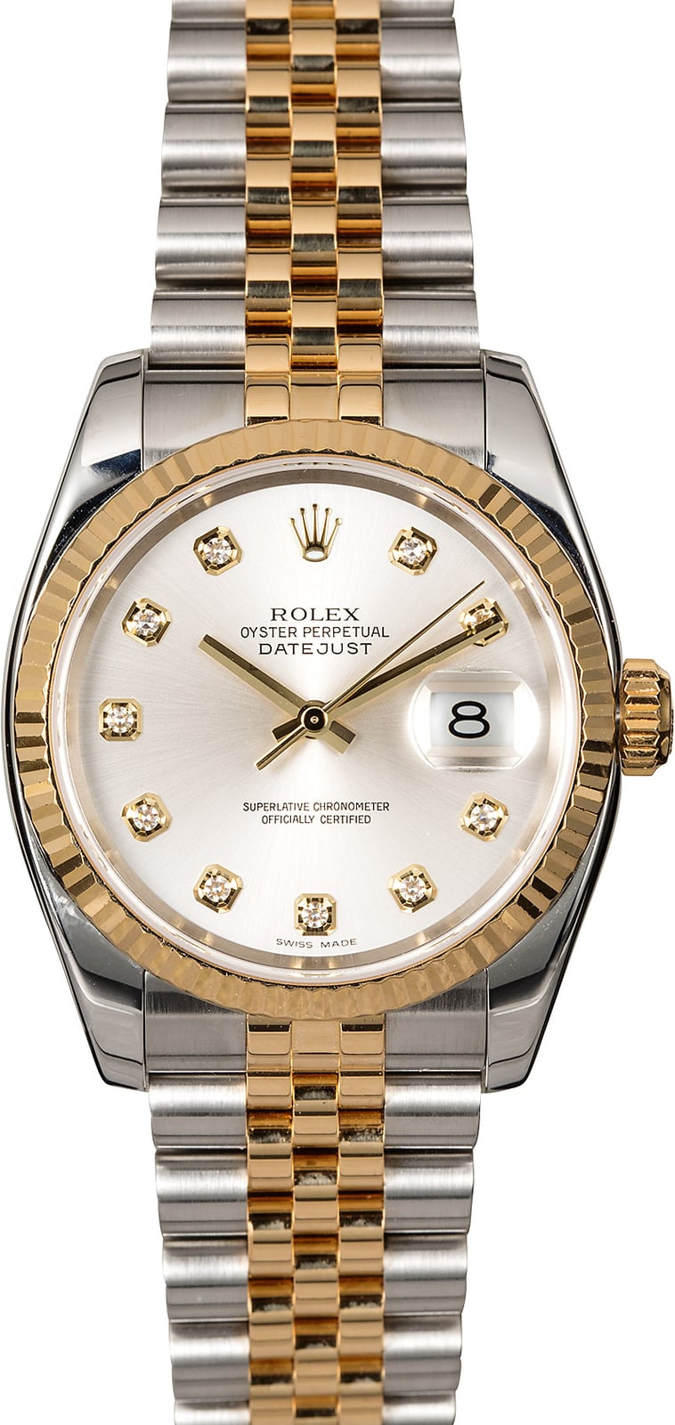 Two Tone Rolex Datejust 116233 Silver Diamond Dial