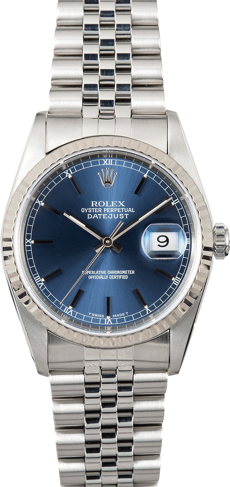 rolex silver blue dial