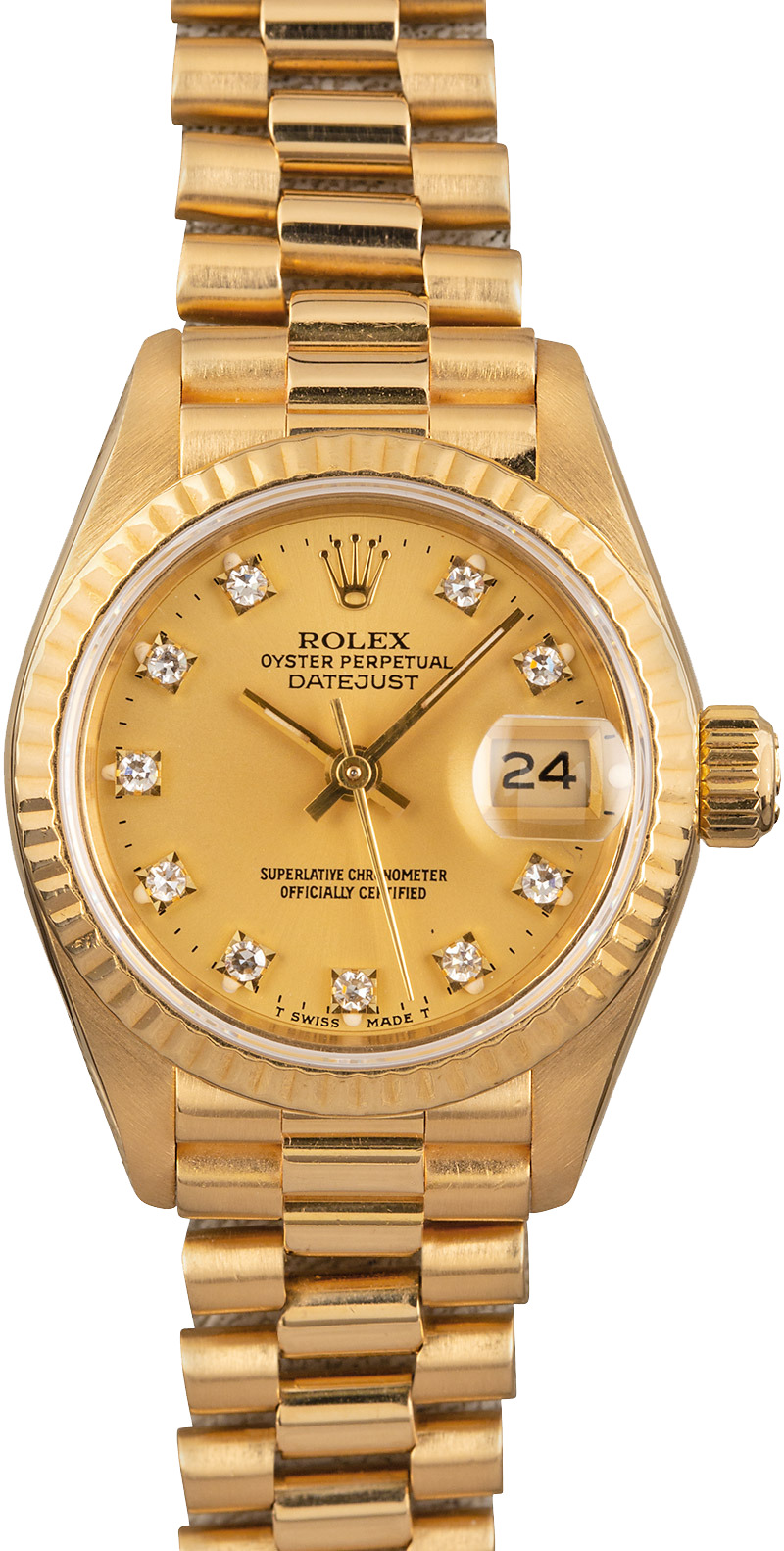 Buy Pre-Owned Rolex Lady President 18K Gold Diamonds 69178 – Lux Time Center