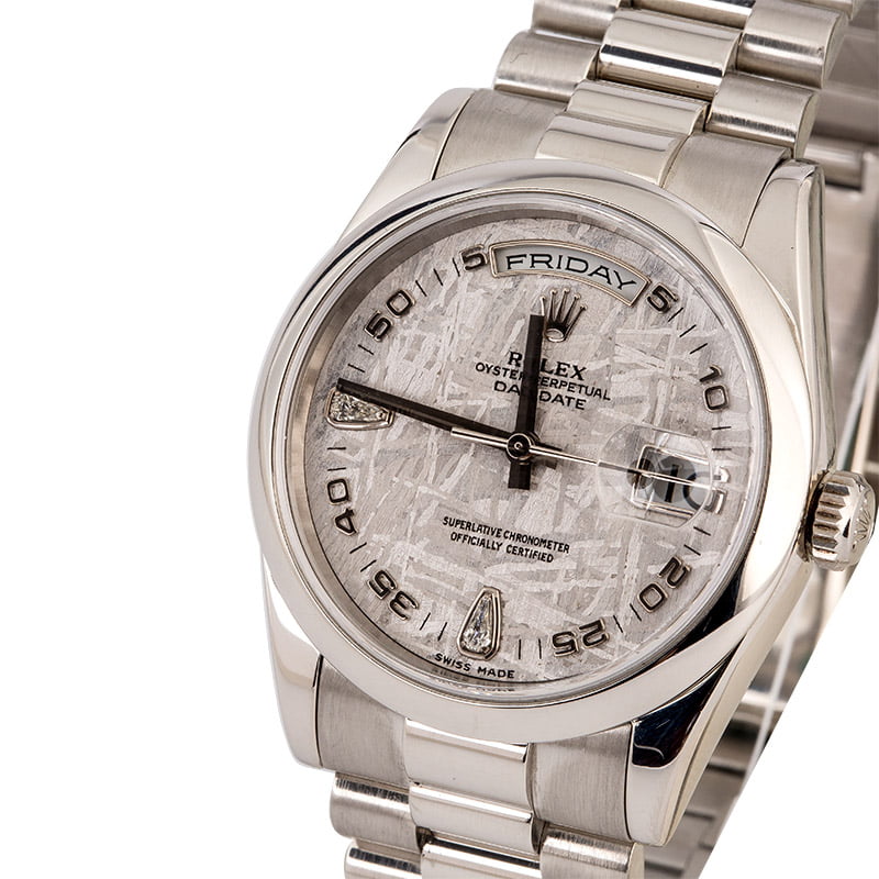 Rolex Platinum President 118206 Meteorite Diamond Dial