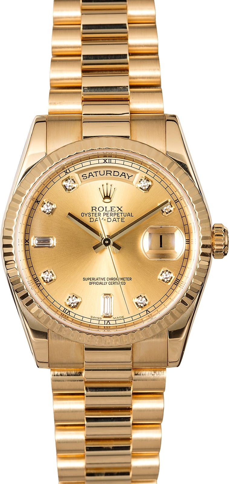 Rolex President 118238 Champagne Diamond Dial