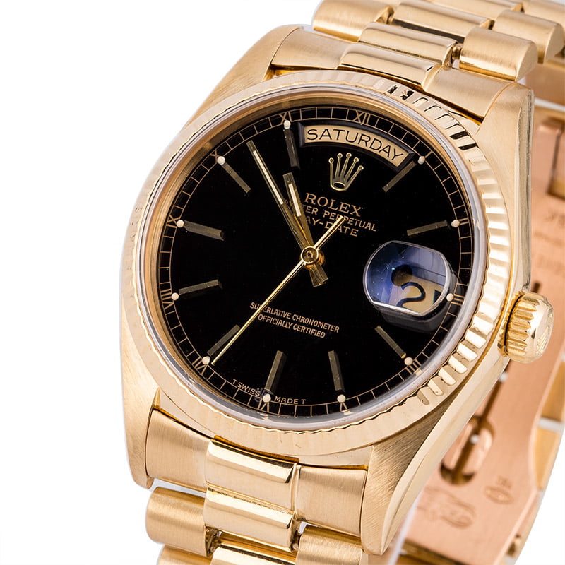 Pre Owned Rolex President 18038 Black Index Dial