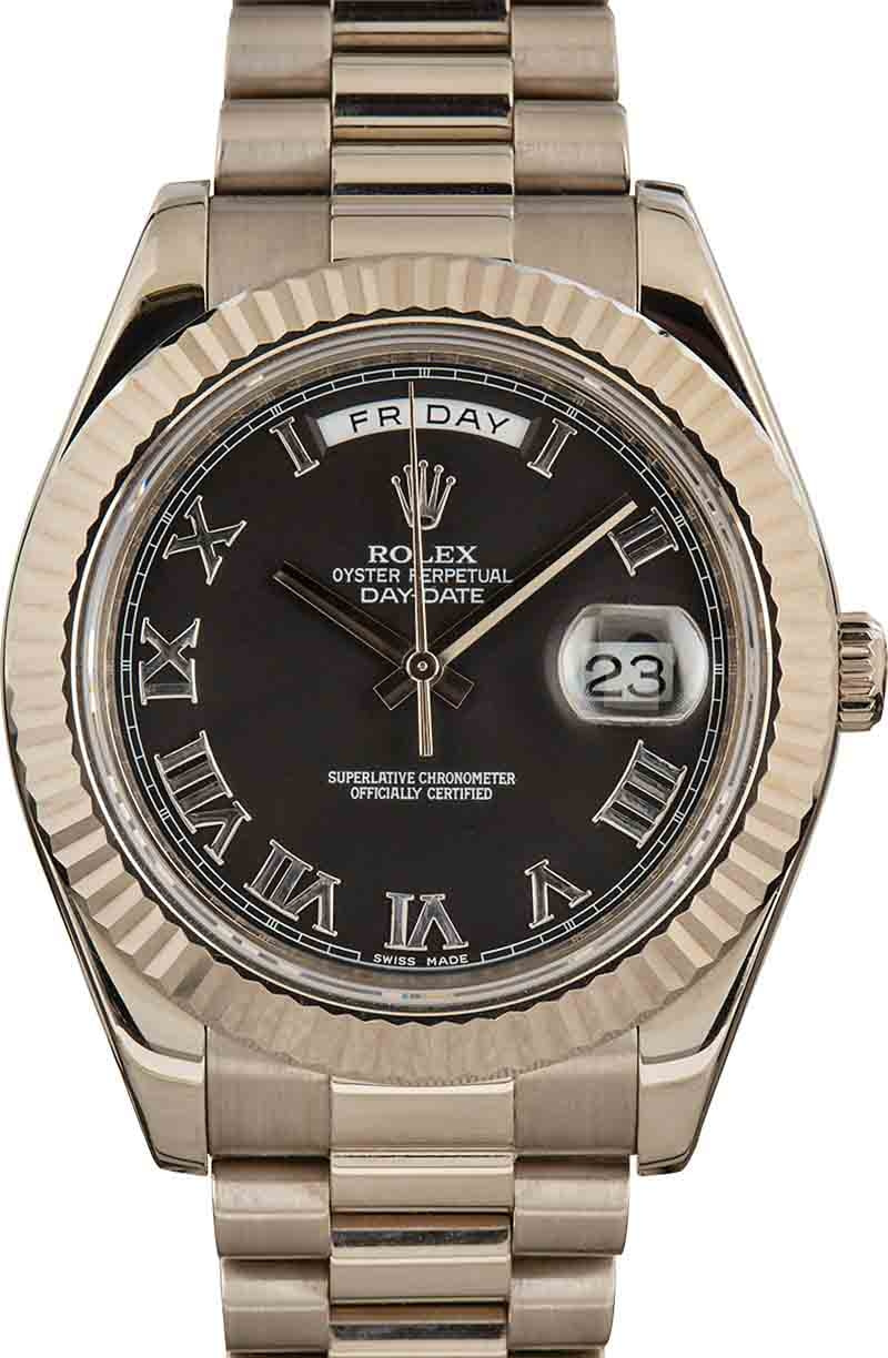 Rolex President Day Date II Ref 218239 Black Dial