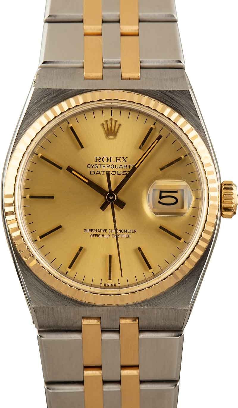 Pre-Owned Rolex Datejust OysterQuartz 17013 Two Tone