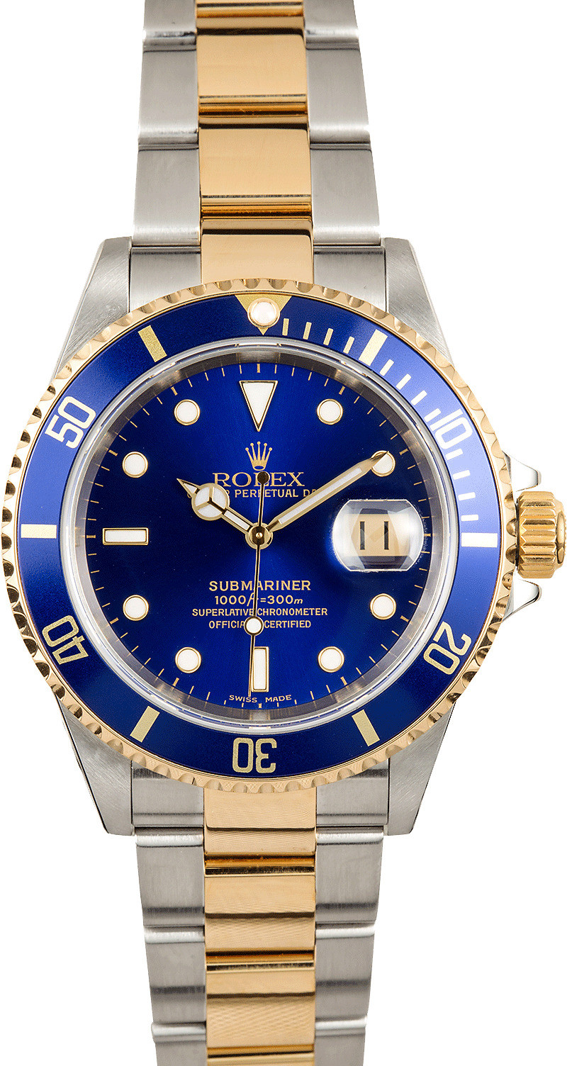 Rolex Steel and Gold Blue Submariner 16613