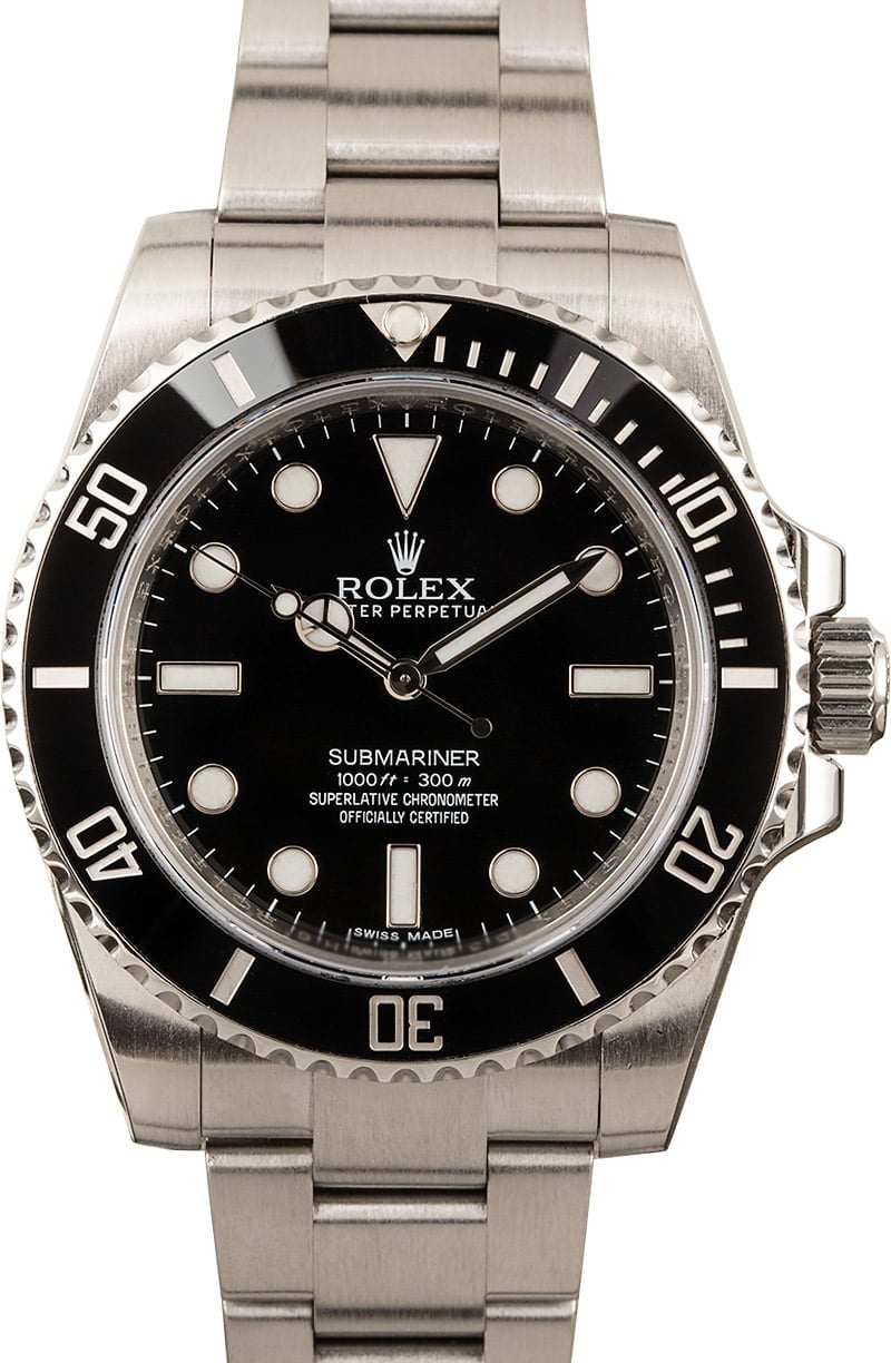 rolex submariner black dial stainless steel automatic mens watch 114060