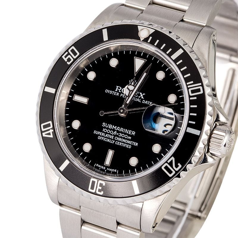 Black Rolex Submariner 16610 Steel Oyster | Bob's Watches Item: 115183 TT