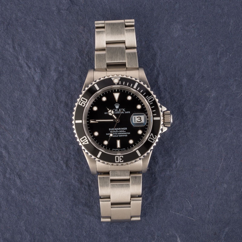 Rolex Submariner Black 16610 Stainless Steel Watch, Used, Mens | Bob's Watches