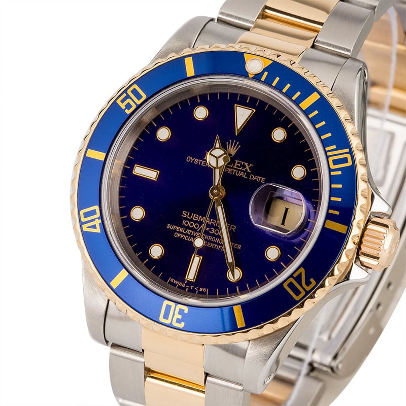 Rolex Submariner 16613 Faded Blue Dial | Bob's Watches Item: 122247
