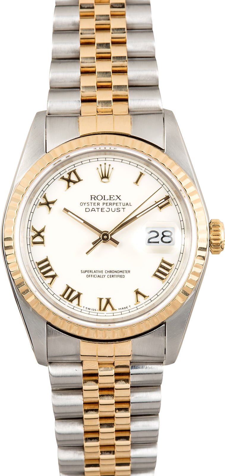 Rolex Two-Tone Datejust 16233 Ivory Roman Dial