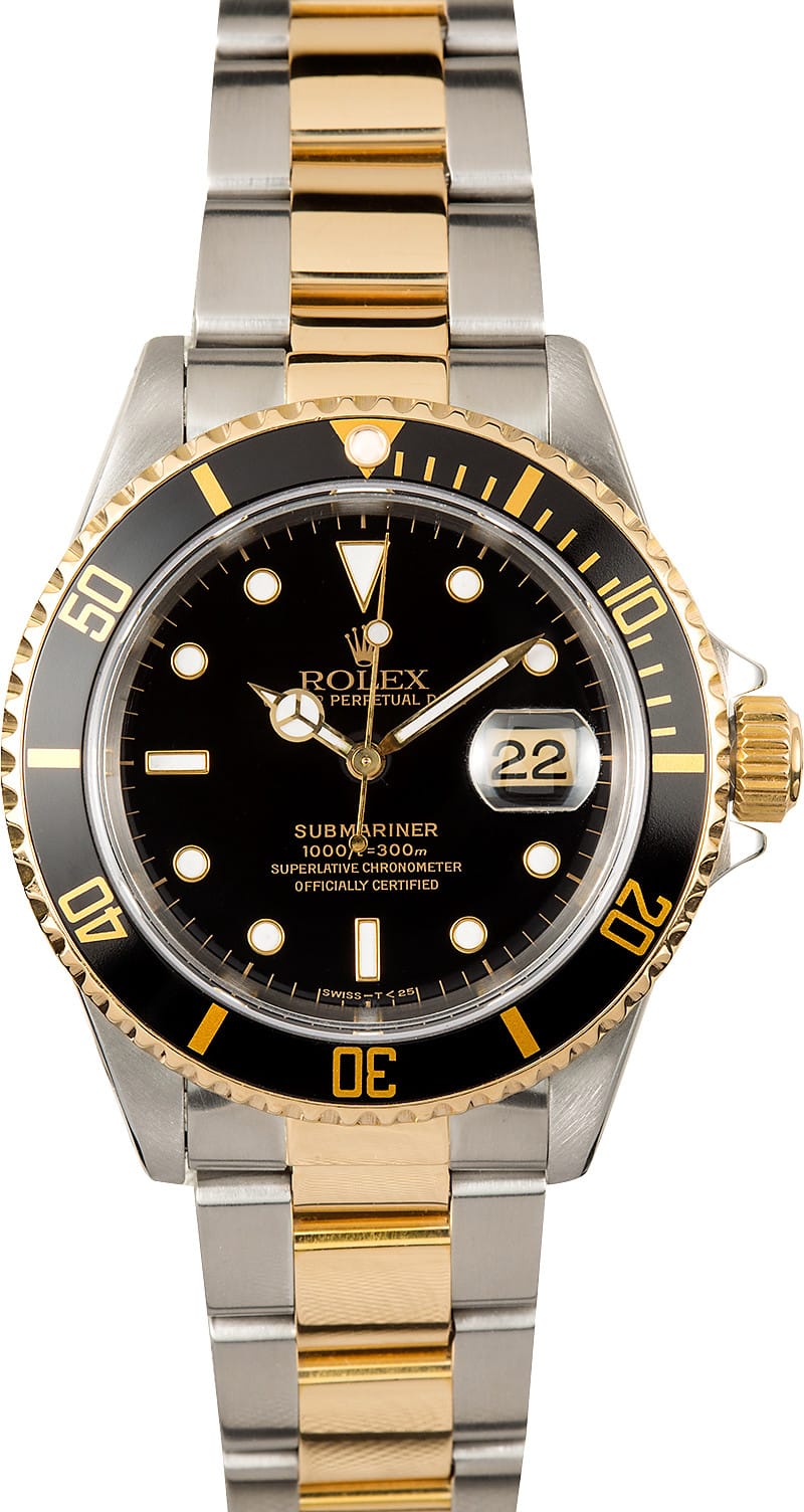 Black Rolex Submariner Steel & Gold 16613