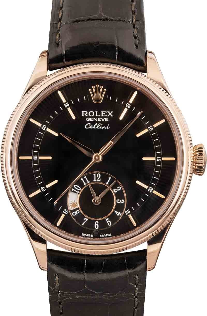 Rolex Cellini Dual Time Everose 18K Rose Gold Automatic Watch 50525