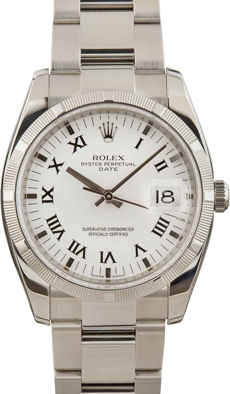 Rolex Date 115210 White Roman